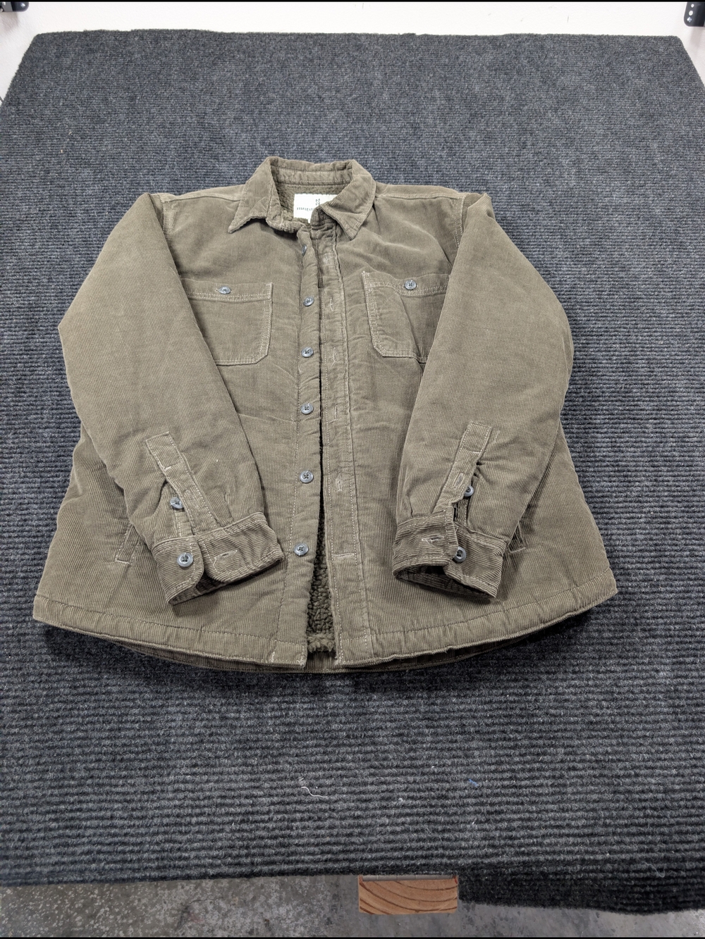 Mutual Weave Khaki Green Corduroy Fleece Lined Shirt Jacket Shacket Size M